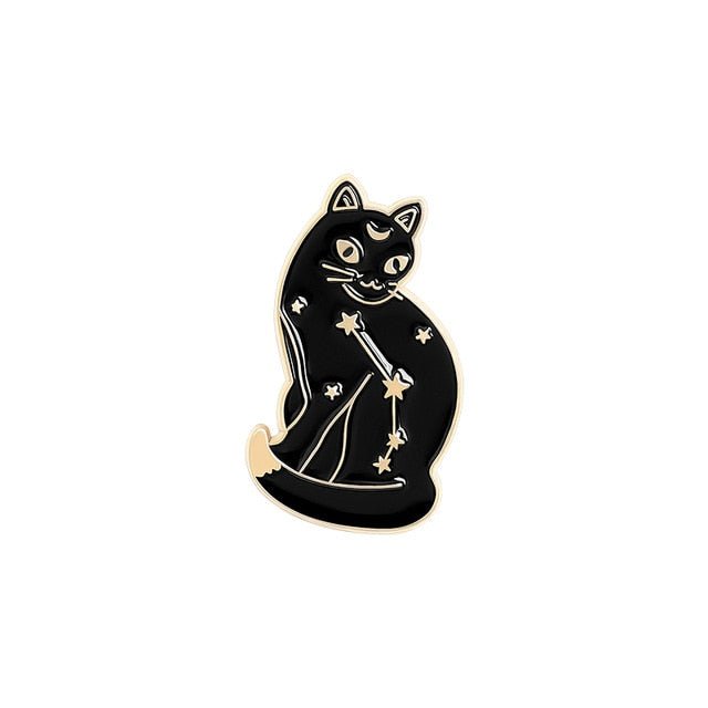 Witch Cats Enamel Pins - Mystical Rose Gems