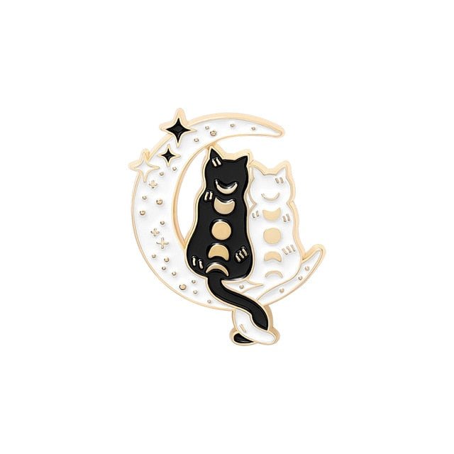Witch Cats Enamel Pins - Mystical Rose Gems