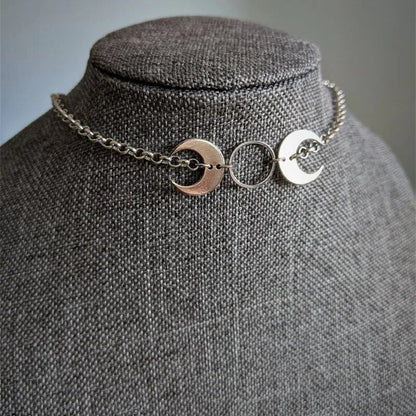 Witch Moon Phase Choker Necklace - Mystical Rose Gems