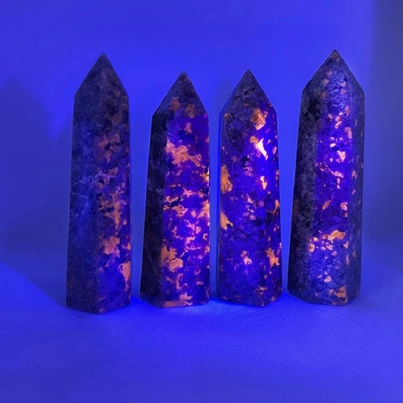 Yooperlite Flame Stone Hexagonal Energy Crystal Tower - Mystical Rose Gems